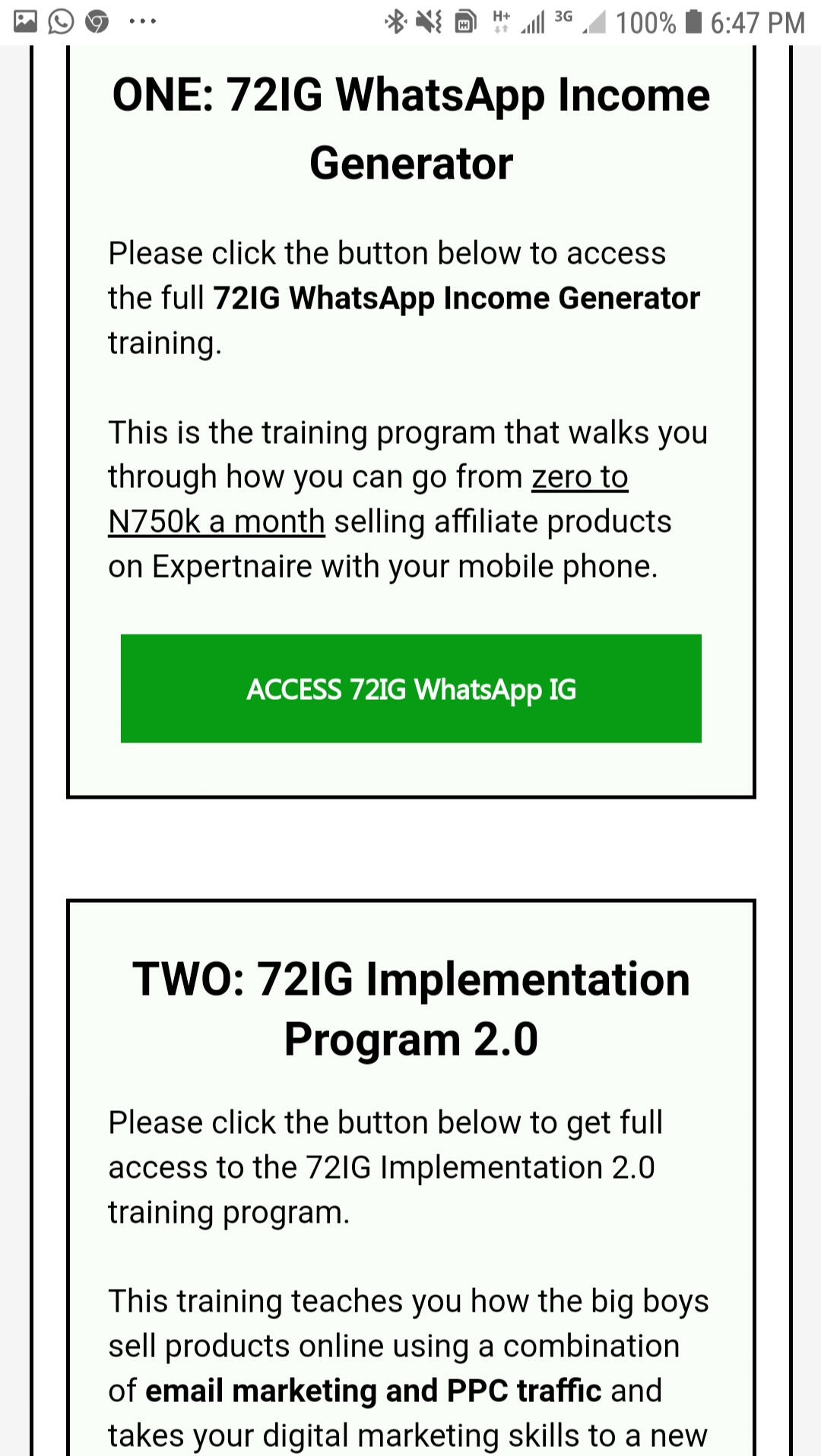 screenshot of what 72IG Implementation Looks Like